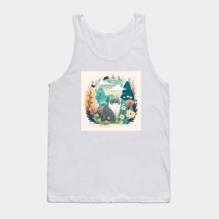 Cute Grey Cat Exploring Nature Tank Top